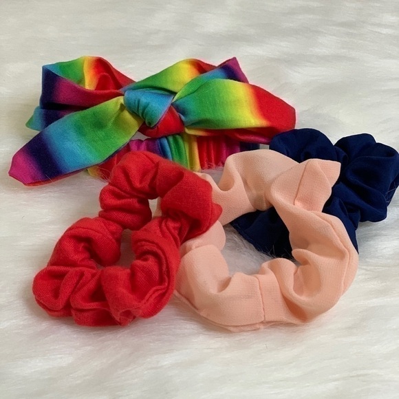 𝅺FREE HEADBAND | SCRUNCHIES SET SUPER CUTE MULTICOLOURED HEADBAND HAIR HOOP TIE - Picture 4 of 5
